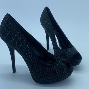 Jennifer Lopez Black Gem Studded Stilettos